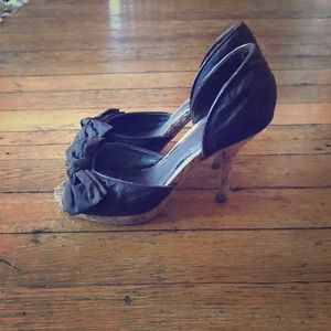 Dark Brown Peep Toe Heels